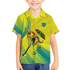 Personalised Hockeyroos Kangaroo Field Hockey Kid Hawaiian Shirt Dynamic Australia Green Gold Athlete Mascot Design