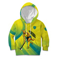 Personalised Hockeyroos Kangaroo Field Hockey Kid Hoodie Dynamic Australia Green Gold Athlete Mascot Design