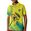 Personalised Hockeyroos Kangaroo Field Hockey Kid Polo Shirt Dynamic Australia Green Gold Athlete Mascot Design