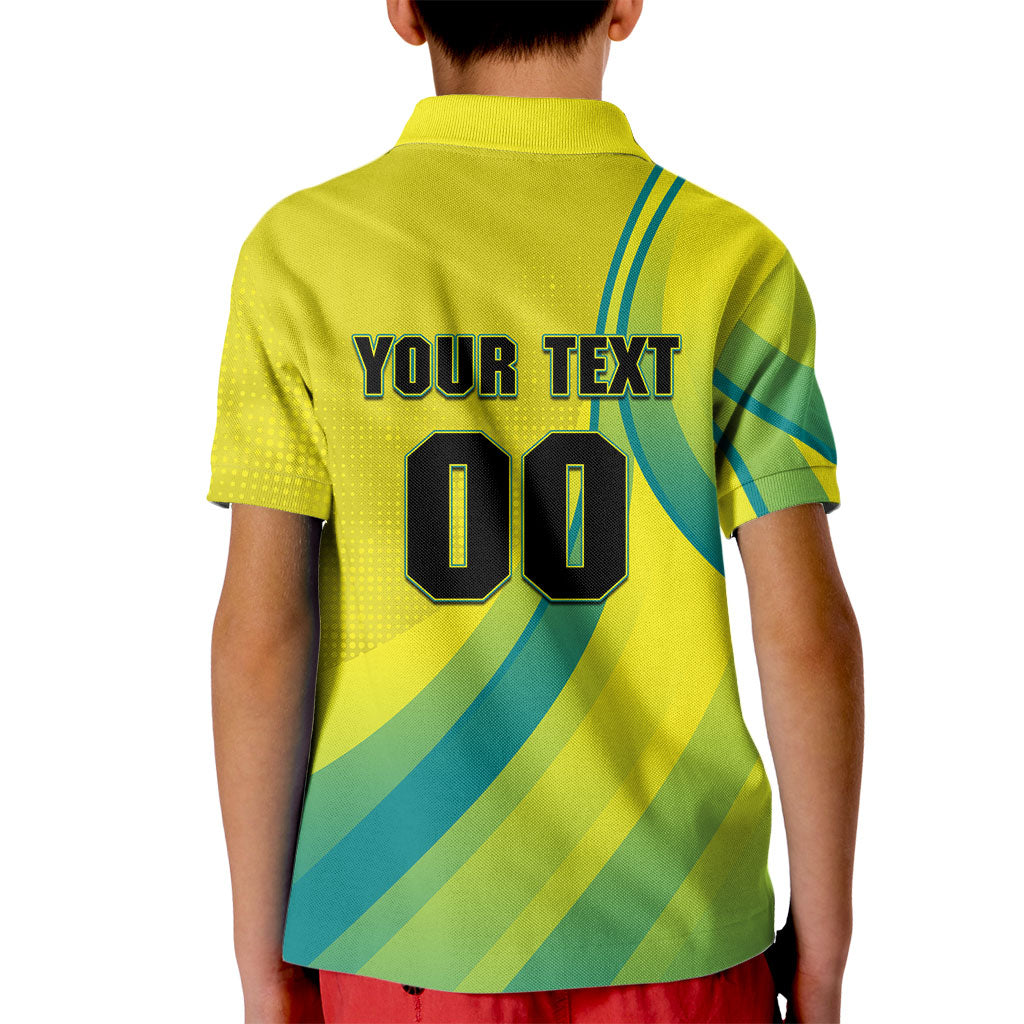 Personalised Hockeyroos Kangaroo Field Hockey Kid Polo Shirt Dynamic Australia Green Gold Athlete Mascot Design