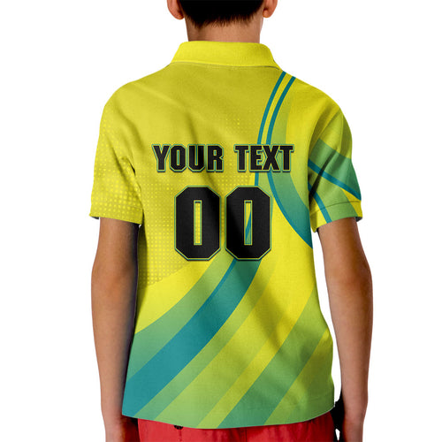 Personalised Hockeyroos Kangaroo Field Hockey Kid Polo Shirt Dynamic Australia Green Gold Athlete Mascot Design