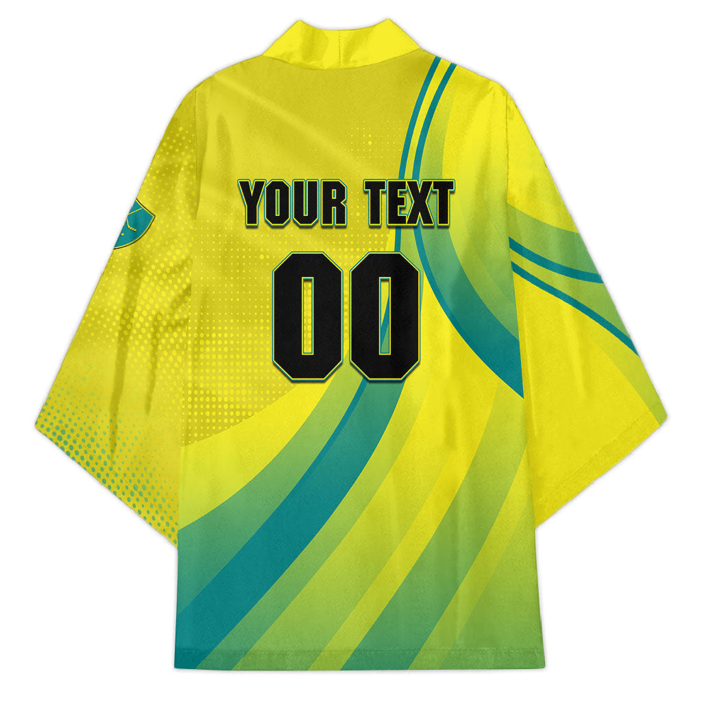 Personalised Hockeyroos Kangaroo Field Hockey Kimono Dynamic Australia Green Gold Athlete Mascot Design