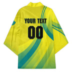 Personalised Hockeyroos Kangaroo Field Hockey Kimono Dynamic Australia Green Gold Athlete Mascot Design