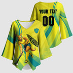 Personalised Hockeyroos Kangaroo Field Hockey Kimono Sleeve Blouse Dynamic Australia Green Gold Athlete Mascot Design