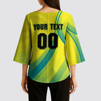 Personalised Hockeyroos Kangaroo Field Hockey Kimono Sleeve Blouse Dynamic Australia Green Gold Athlete Mascot Design
