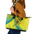 Personalised Hockeyroos Kangaroo Field Hockey Leather Tote Bag Dynamic Australia Green Gold Athlete Mascot Design