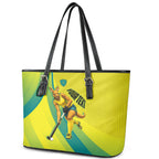 Personalised Hockeyroos Kangaroo Field Hockey Leather Tote Bag Dynamic Australia Green Gold Athlete Mascot Design