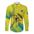 Personalised Hockeyroos Kangaroo Field Hockey Long Sleeve Button Shirt Dynamic Australia Green Gold Athlete Mascot Design