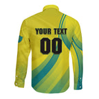 Personalised Hockeyroos Kangaroo Field Hockey Long Sleeve Button Shirt Dynamic Australia Green Gold Athlete Mascot Design