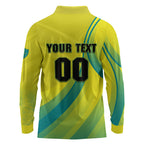 Personalised Hockeyroos Kangaroo Field Hockey Long Sleeve Polo Shirt Dynamic Australia Green Gold Athlete Mascot Design