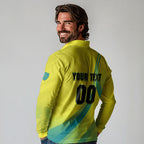 Personalised Hockeyroos Kangaroo Field Hockey Long Sleeve Polo Shirt Dynamic Australia Green Gold Athlete Mascot Design