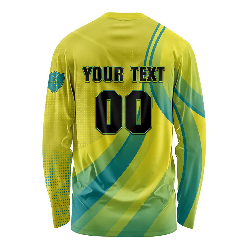 Personalised Hockeyroos Kangaroo Field Hockey Long Sleeve Shirt Dynamic Australia Green Gold Athlete Mascot Design