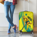 Personalised Hockeyroos Kangaroo Field Hockey Luggage Cover Dynamic Australia Green Gold Athlete Mascot Design