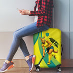 Personalised Hockeyroos Kangaroo Field Hockey Luggage Cover Dynamic Australia Green Gold Athlete Mascot Design