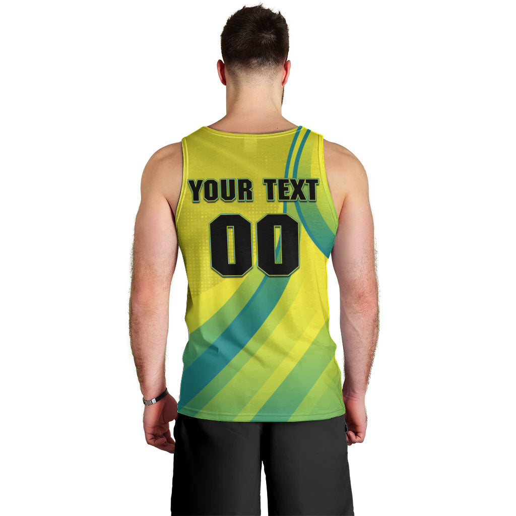 Personalised Hockeyroos Kangaroo Field Hockey Men Tank Top Dynamic Australia Green Gold Athlete Mascot Design