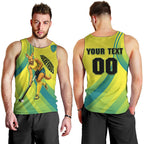 Personalised Hockeyroos Kangaroo Field Hockey Men Tank Top Dynamic Australia Green Gold Athlete Mascot Design