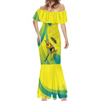 Personalised Hockeyroos Kangaroo Field Hockey Mermaid Dress Dynamic Australia Green Gold Athlete Mascot Design