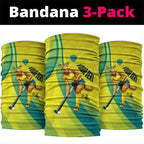 Personalised Hockeyroos Kangaroo Field Hockey Neck Gaiter Dynamic Australia Green Gold Athlete Mascot Design