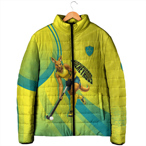 Personalised Hockeyroos Kangaroo Field Hockey Padded Jacket Dynamic Australia Green Gold Athlete Mascot Design