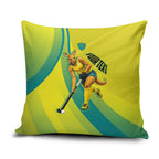 Personalised Hockeyroos Kangaroo Field Hockey Pillow Cover Dynamic Australia Green Gold Athlete Mascot Design