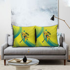 Personalised Hockeyroos Kangaroo Field Hockey Pillow Cover Dynamic Australia Green Gold Athlete Mascot Design