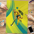 Personalised Hockeyroos Kangaroo Field Hockey Puzzle Dynamic Australia Green Gold Athlete Mascot Design