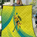 Personalised Hockeyroos Kangaroo Field Hockey Quilt Dynamic Australia Green Gold Athlete Mascot Design