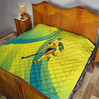Personalised Hockeyroos Kangaroo Field Hockey Quilt Dynamic Australia Green Gold Athlete Mascot Design