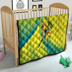 Personalised Hockeyroos Kangaroo Field Hockey Quilt Dynamic Australia Green Gold Athlete Mascot Design
