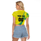 Personalised Hockeyroos Kangaroo Field Hockey Raglan Cropped T Shirt Dynamic Australia Green Gold Athlete Mascot Design