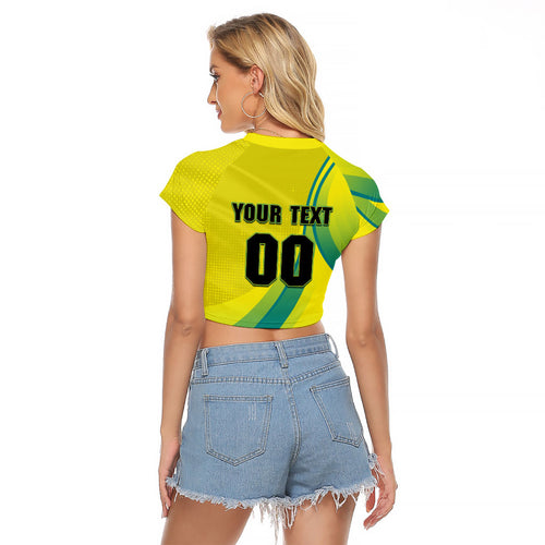 Personalised Hockeyroos Kangaroo Field Hockey Raglan Cropped T Shirt Dynamic Australia Green Gold Athlete Mascot Design