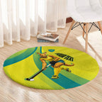 Personalised Hockeyroos Kangaroo Field Hockey Round Carpet Dynamic Australia Green Gold Athlete Mascot Design