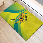 Personalised Hockeyroos Kangaroo Field Hockey Rubber Doormat Dynamic Australia Green Gold Athlete Mascot Design