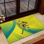 Personalised Hockeyroos Kangaroo Field Hockey Rubber Doormat Dynamic Australia Green Gold Athlete Mascot Design