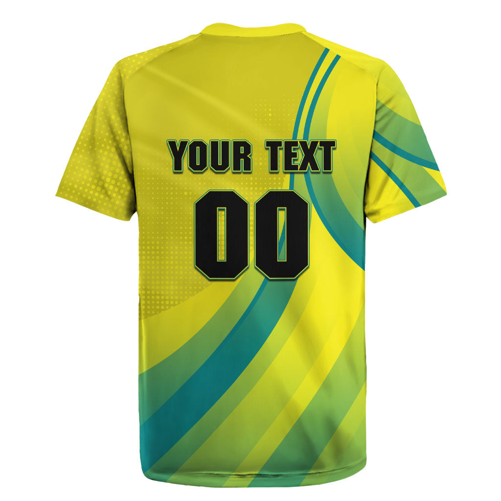 Personalised Hockeyroos Kangaroo Field Hockey Rugby Jersey Dynamic Australia Green Gold Athlete Mascot Design