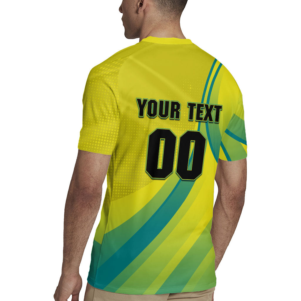 Personalised Hockeyroos Kangaroo Field Hockey Rugby Jersey Dynamic Australia Green Gold Athlete Mascot Design