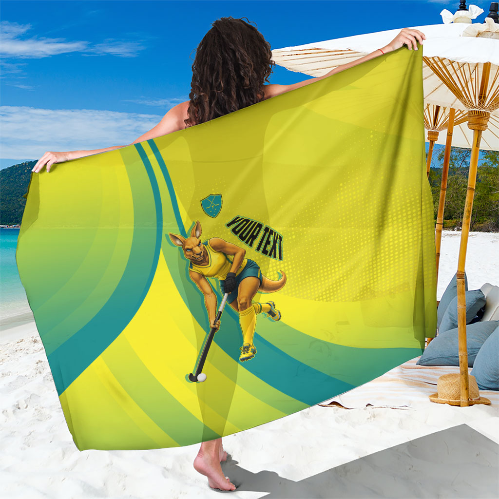 Personalised Hockeyroos Kangaroo Field Hockey Sarong Dynamic Australia Green Gold Athlete Mascot Design