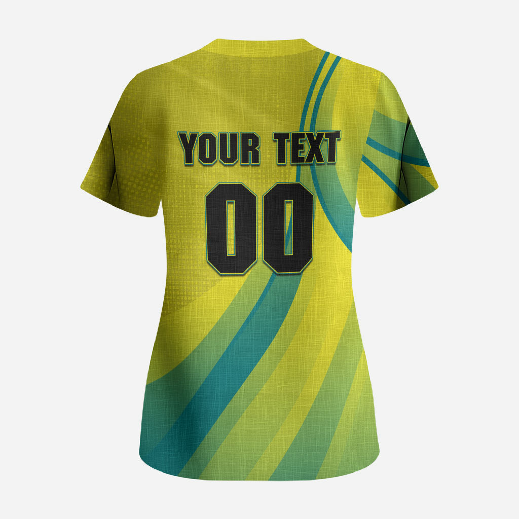 Personalised Hockeyroos Kangaroo Field Hockey Scrub Top Dynamic Australia Green Gold Athlete Mascot Design