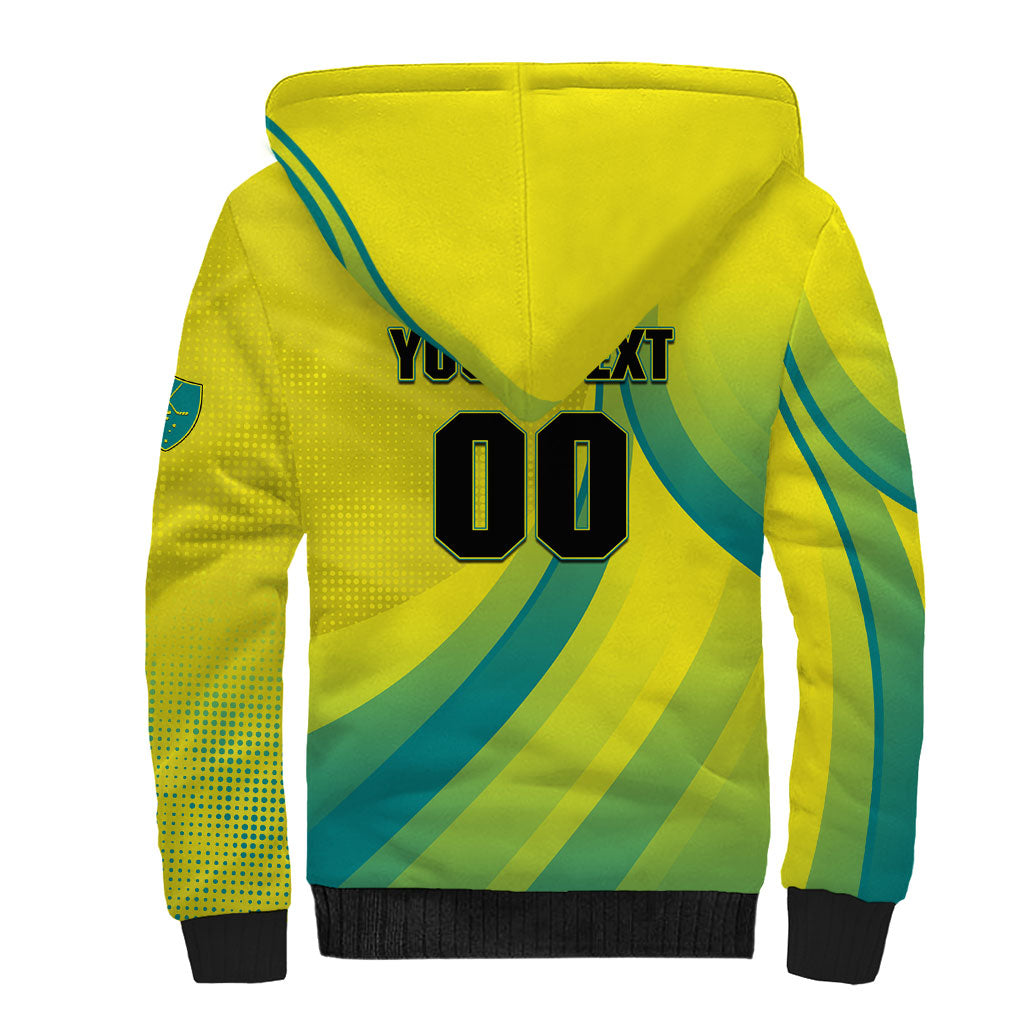 Personalised Hockeyroos Kangaroo Field Hockey Sherpa Hoodie Dynamic Australia Green Gold Athlete Mascot Design