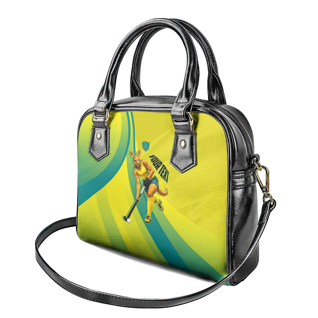 Personalised Hockeyroos Kangaroo Field Hockey Shoulder Handbag Dynamic Australia Green Gold Athlete Mascot Design