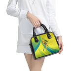 Personalised Hockeyroos Kangaroo Field Hockey Shoulder Handbag Dynamic Australia Green Gold Athlete Mascot Design