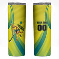 Personalised Hockeyroos Kangaroo Field Hockey Skinny Tumbler Dynamic Australia Green Gold Athlete Mascot Design