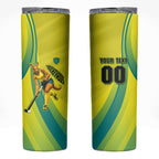 Personalised Hockeyroos Kangaroo Field Hockey Skinny Tumbler Dynamic Australia Green Gold Athlete Mascot Design
