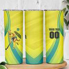 Personalised Hockeyroos Kangaroo Field Hockey Skinny Tumbler Dynamic Australia Green Gold Athlete Mascot Design