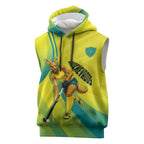 Personalised Hockeyroos Kangaroo Field Hockey Sleeveless Hoodie Dynamic Australia Green Gold Athlete Mascot Design