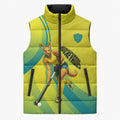 Personalised Hockeyroos Kangaroo Field Hockey Sleeveless Puffer Jacket Dynamic Australia Green Gold Athlete Mascot Design