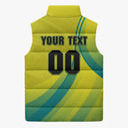 Personalised Hockeyroos Kangaroo Field Hockey Sleeveless Puffer Jacket Dynamic Australia Green Gold Athlete Mascot Design