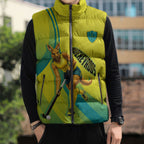 Personalised Hockeyroos Kangaroo Field Hockey Sleeveless Puffer Jacket Dynamic Australia Green Gold Athlete Mascot Design