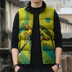 Personalised Hockeyroos Kangaroo Field Hockey Sleeveless Puffer Jacket Dynamic Australia Green Gold Athlete Mascot Design