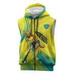 Personalised Hockeyroos Kangaroo Field Hockey Sleeveless Zip Hoodie Dynamic Australia Green Gold Athlete Mascot Design